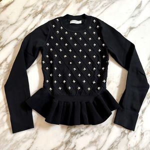 Sandro Black Sweater with Pearl Details Size 0